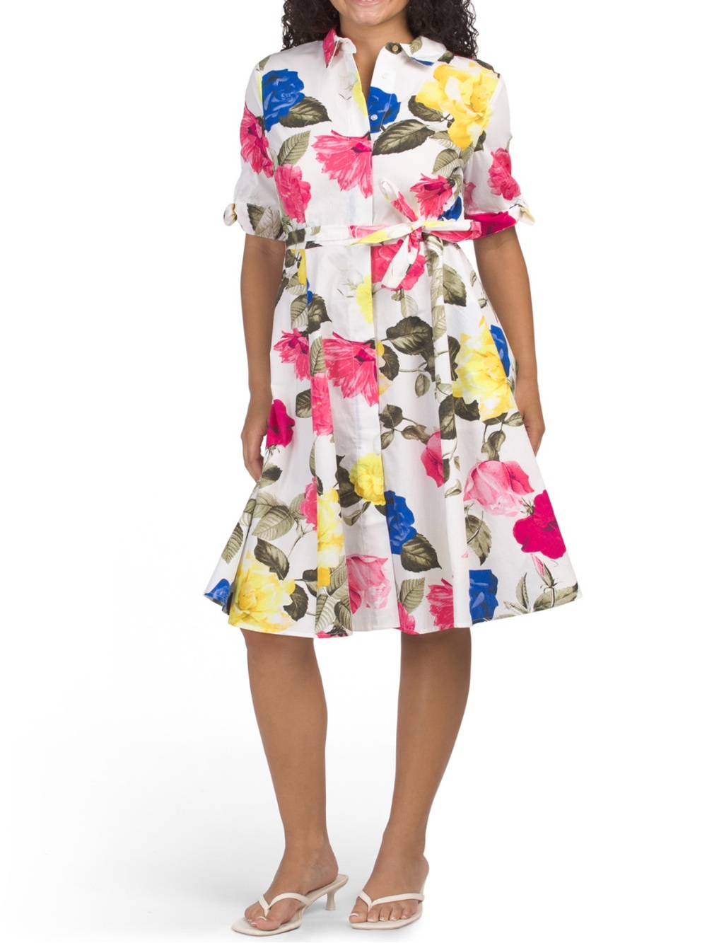 Calvin Klein Floral Shirtdress with Short Sleeves